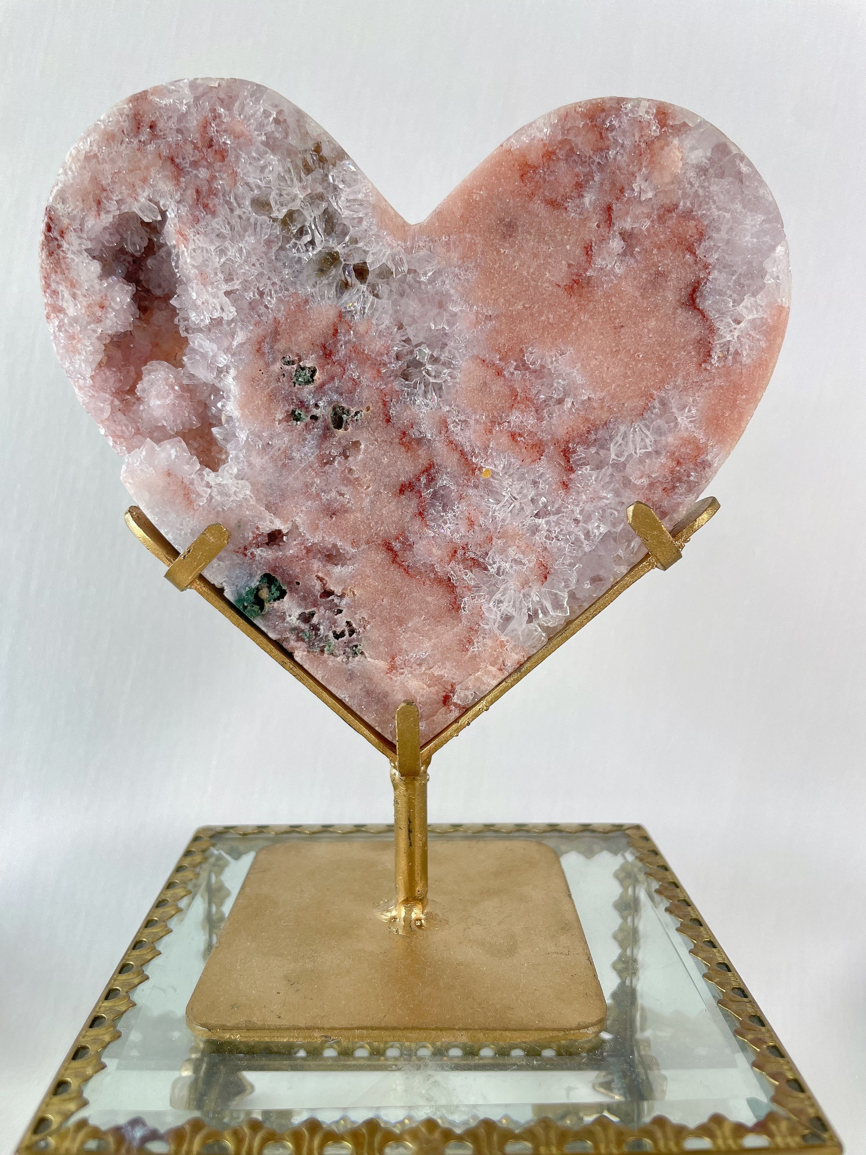 Pink Amethyst Heart on Stand 1