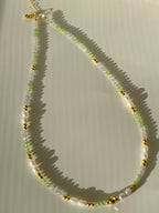 Peridot & Grey Moonstone Crystal Necklace - 3mm Faceted