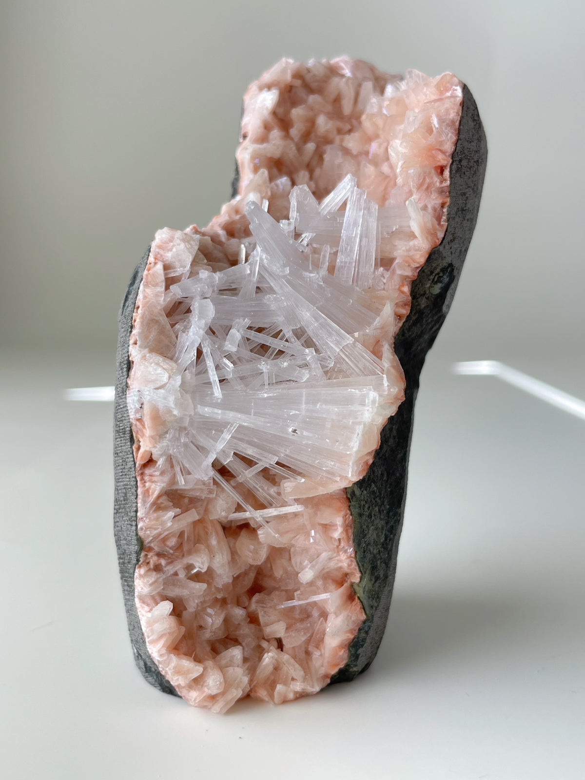 Mesolite on Pink Heulandite