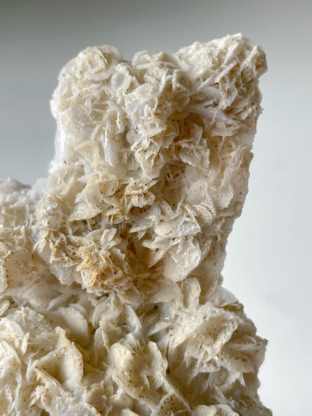 Beautiful bladed petal calcite specimen showcasing intricate layered textures and natural formations.