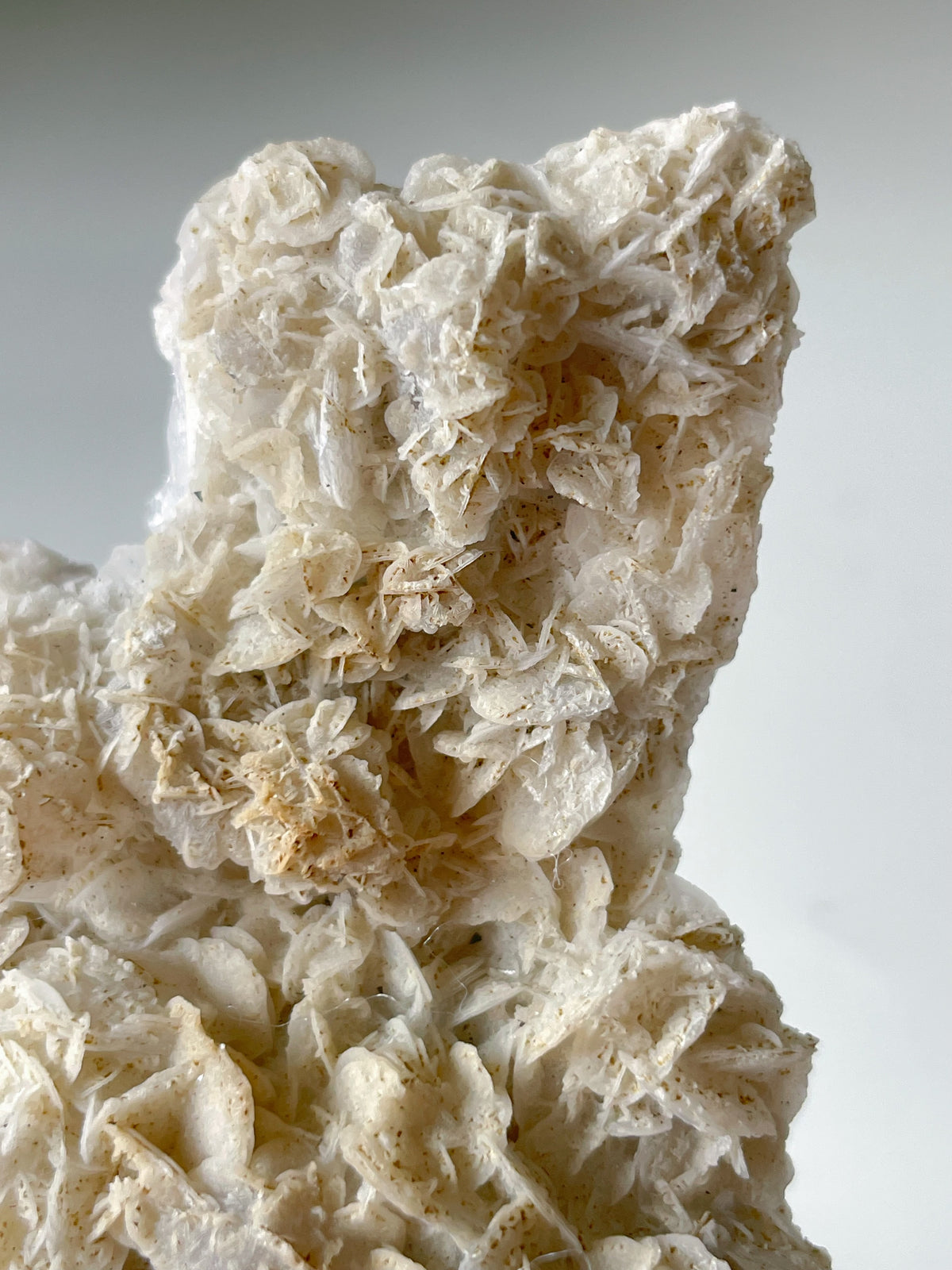 Beautiful bladed petal calcite specimen showcasing intricate layered textures and natural formations.