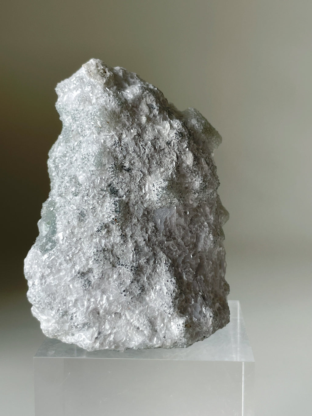 A beautiful crystal specimen of Fujian Sugar Fluorite with Muscovite, showcasing its unique texture and color.