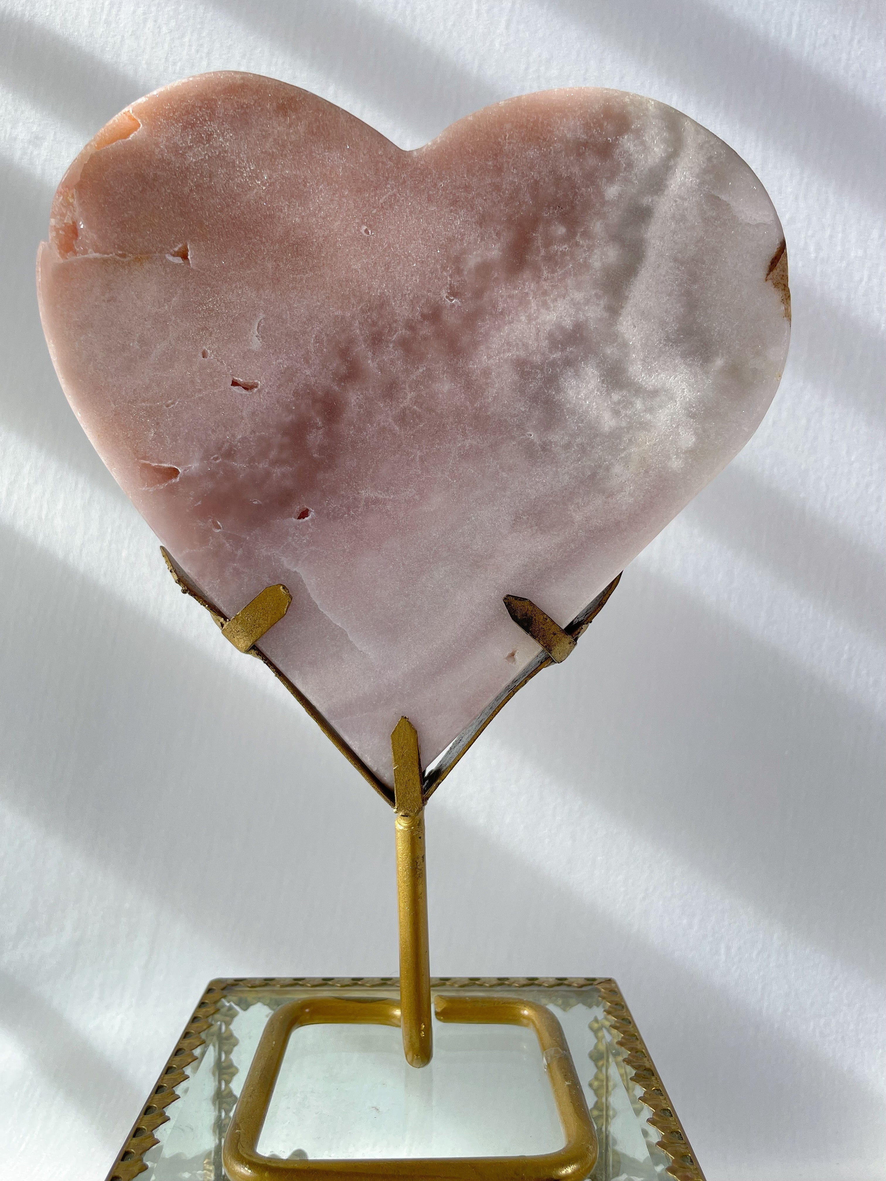 Pink Amethyst Heart on Stand 8