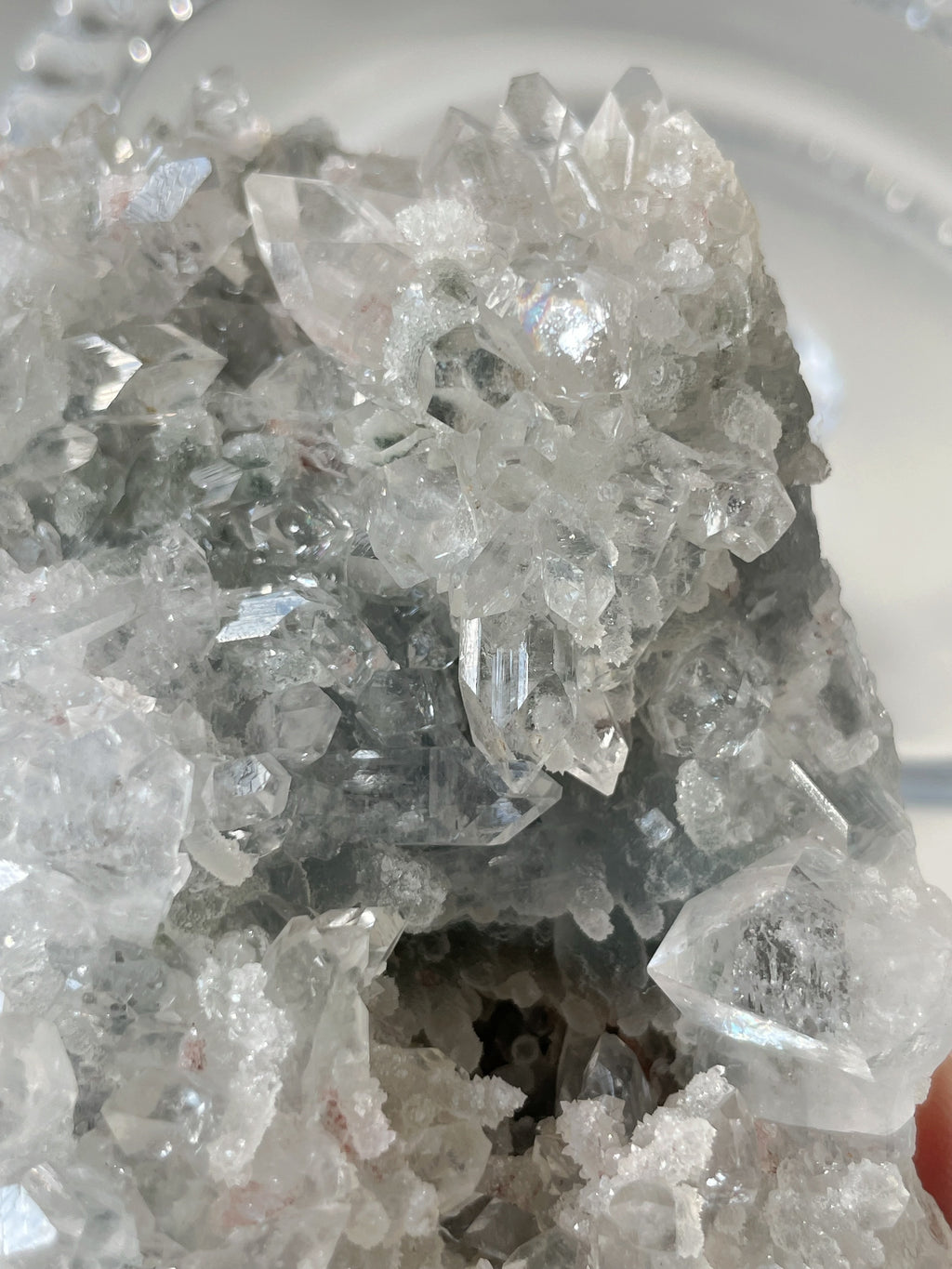 Apophyllite with Pink Calcite Cluster 2