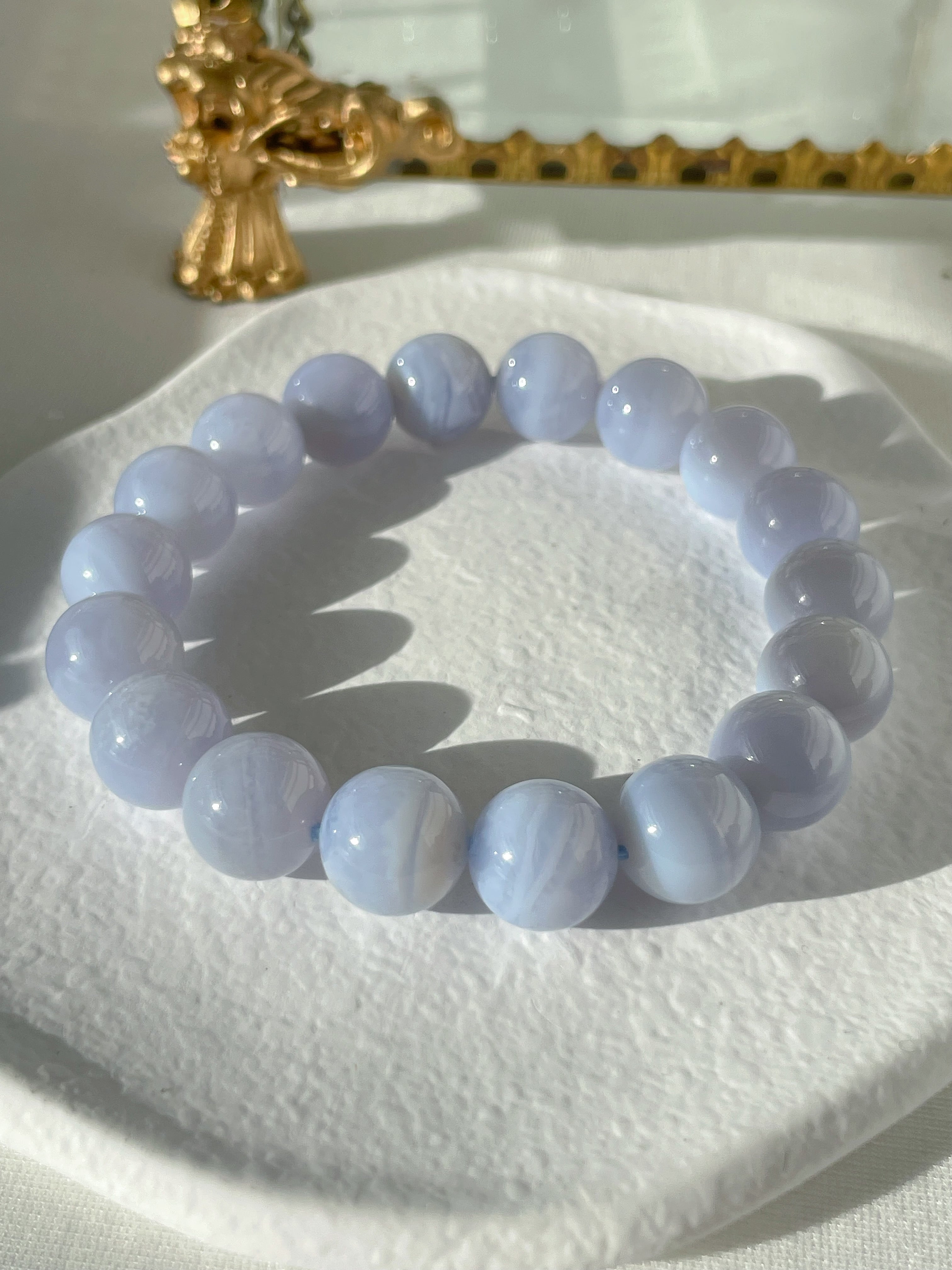 Blue Lace Agate Bracelet - 10.5mm