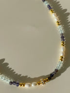Iolite & Blue Topaz Crystal Necklace - 3mm Faceted