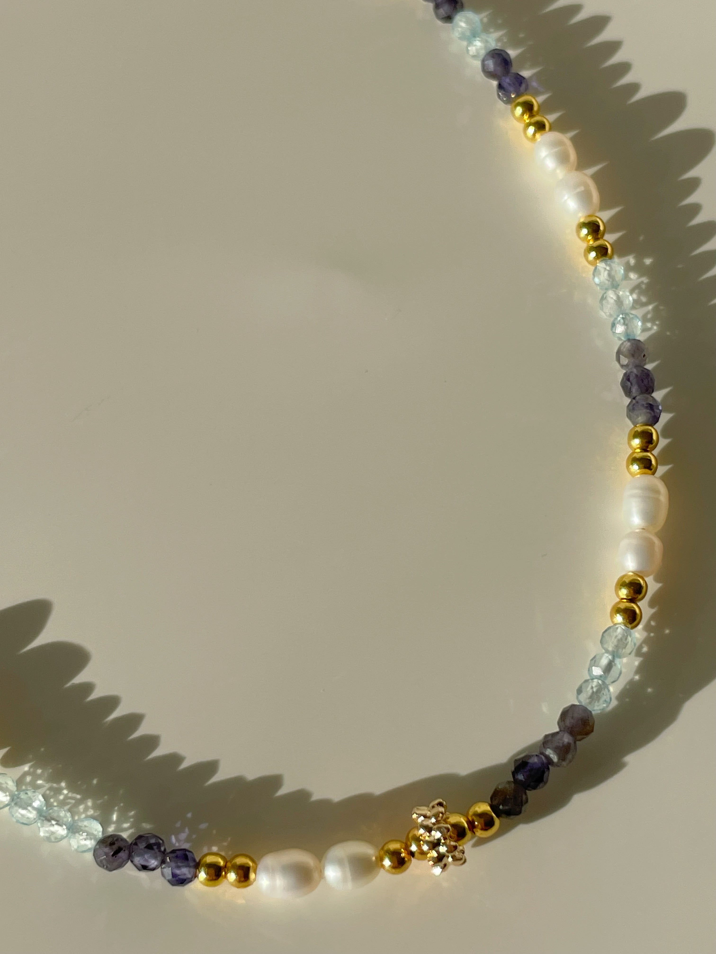 Iolite & Blue Topaz Crystal Necklace - 3mm Faceted