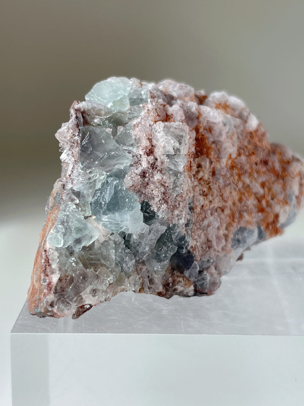 Creedite on Fluorite - Guizhou, China