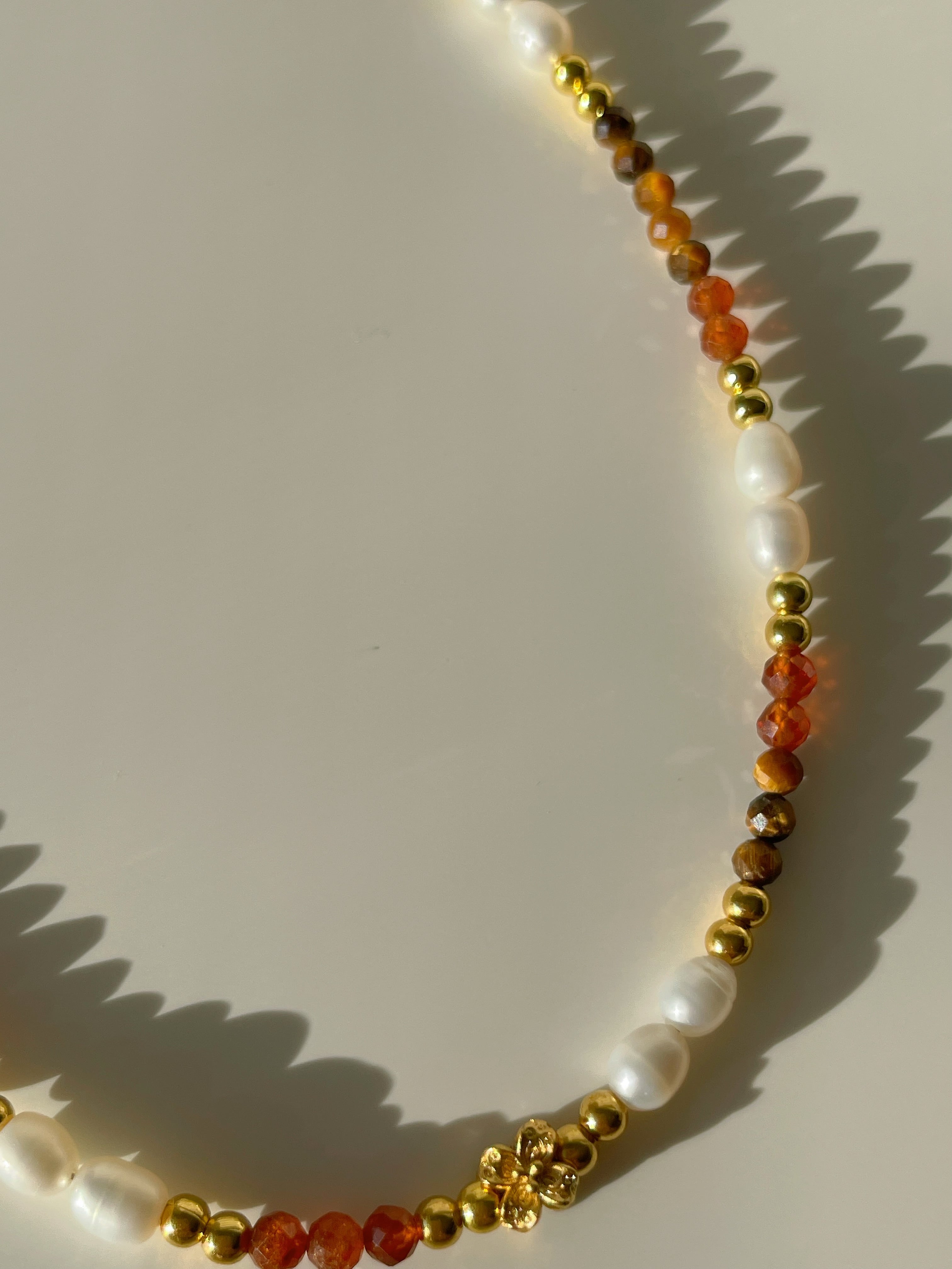 Tiger's Eye & Garnet Crystal Necklace - 3mm Faceted