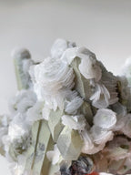 Petal Calcite and Specular Hematite on Chlorite-included Quartz - Inner Mongolia, China
