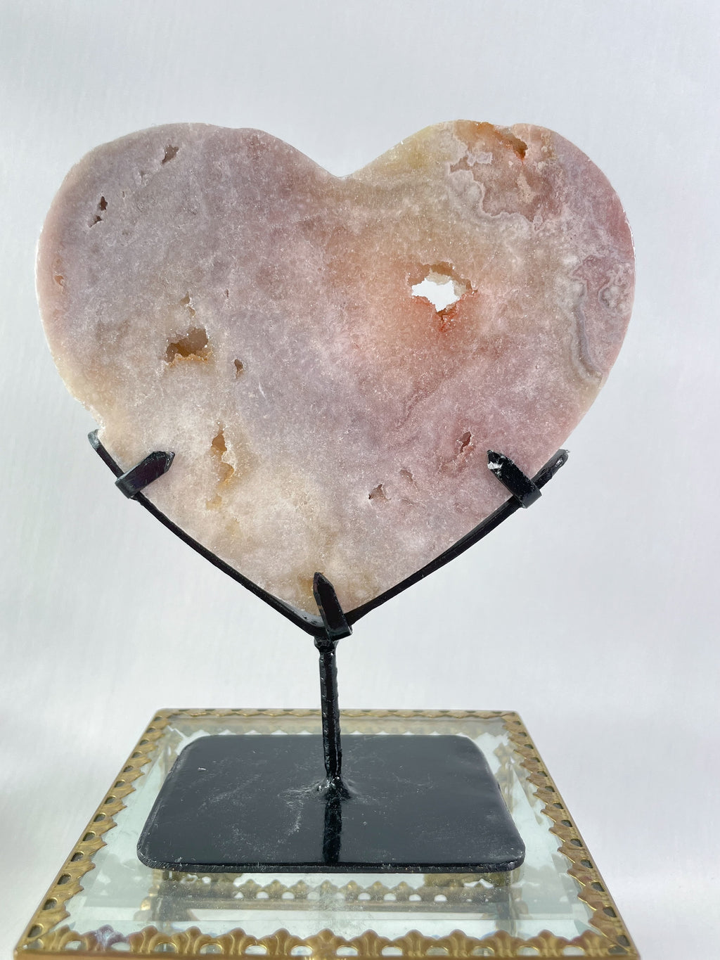 Pink Amethyst Heart on Stand 4