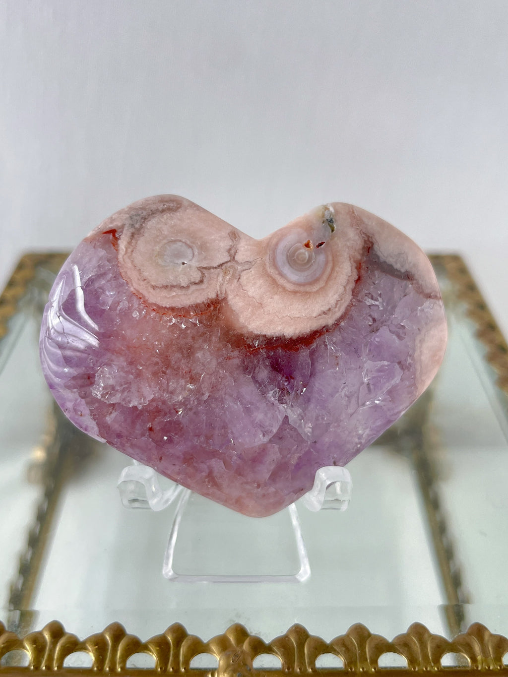 Flower Agate Purple Amethyst Heart 2