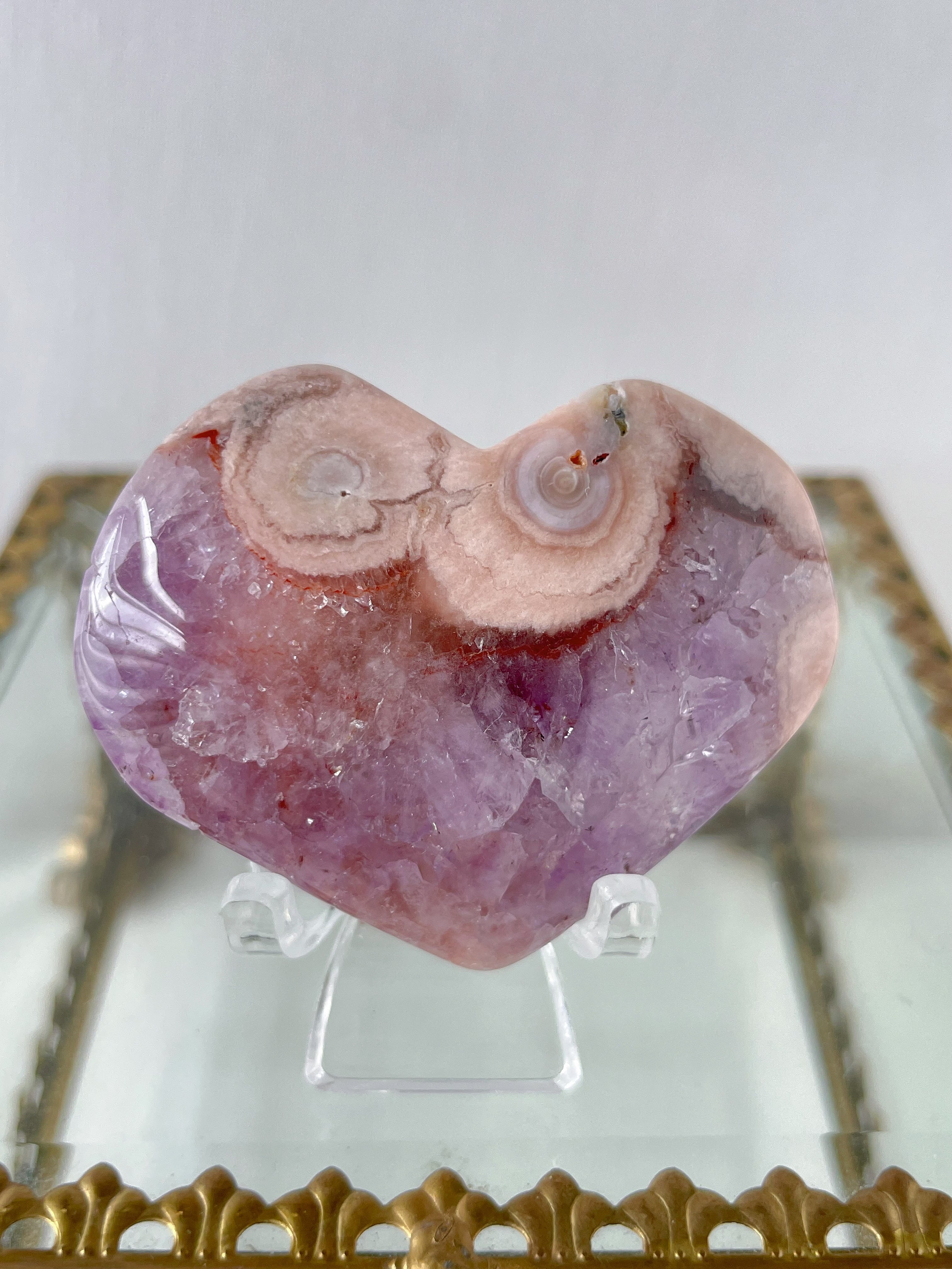 Flower Agate Purple Amethyst Heart 2