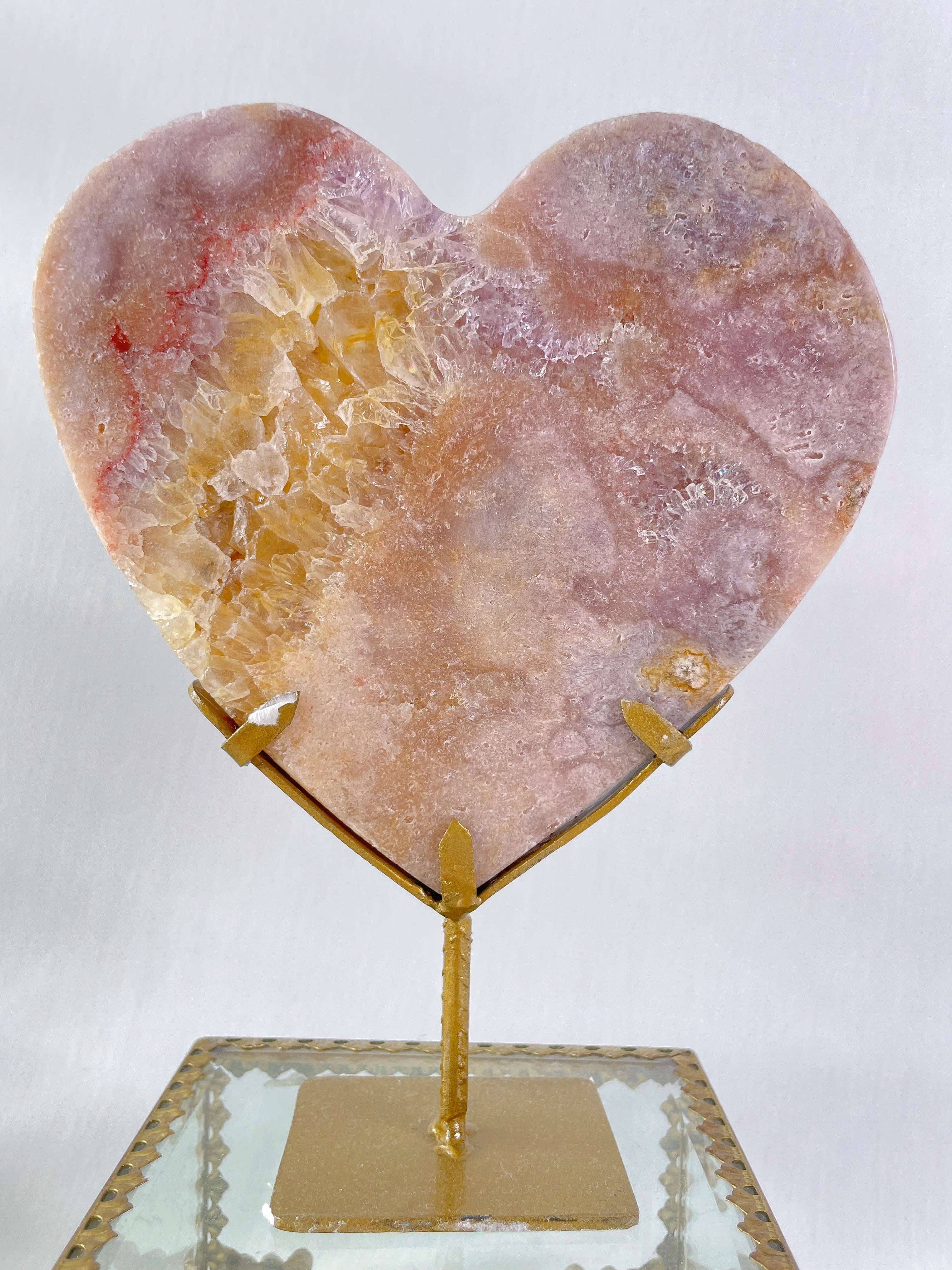 Pink Amethyst Heart on Stand 5