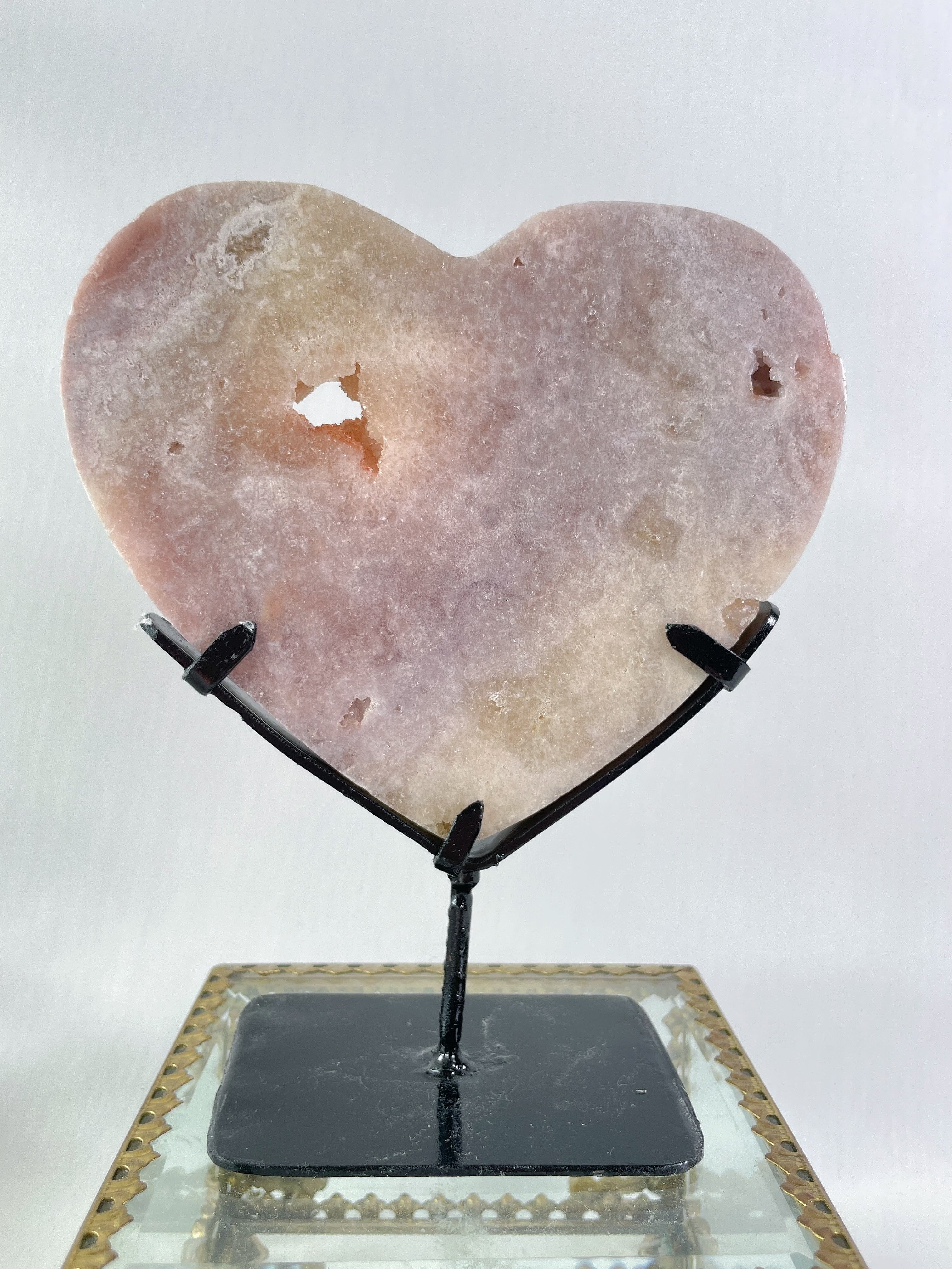 Pink Amethyst Heart on Stand 4