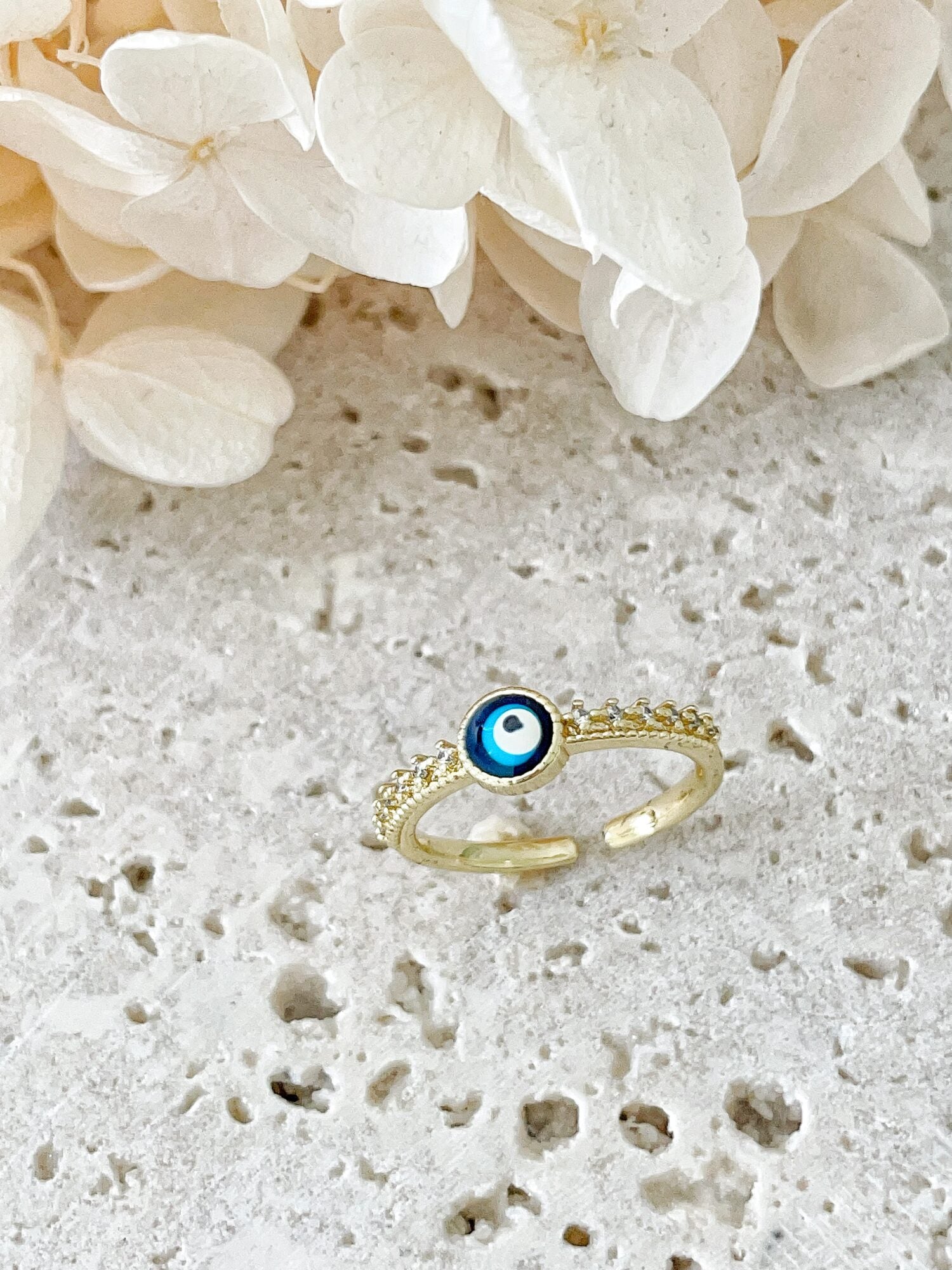 Waterproof Gold Evil Eye Ring | 18k Gold Filled – Trix image 0