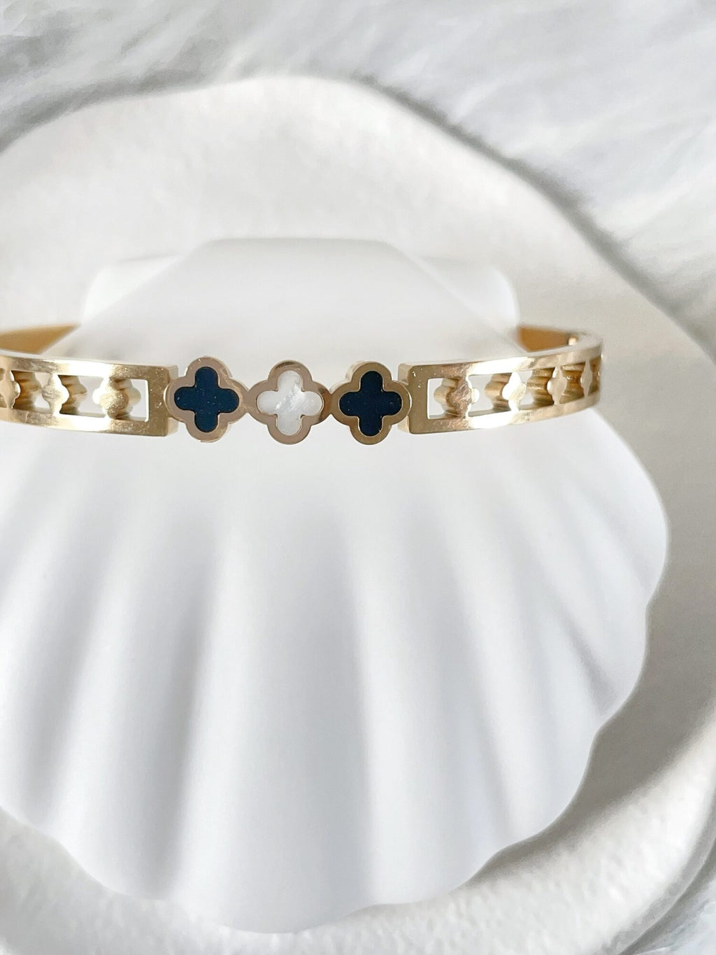 Waterproof Gold Clover Bangle | 18k Gold Filled – Kelsey image 1
