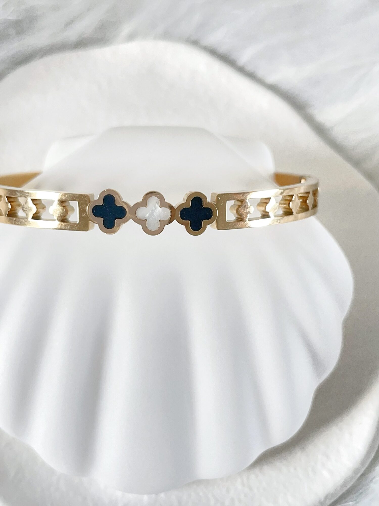 Waterproof Gold Clover Bangle | 18k Gold Filled – Kelsey image 1