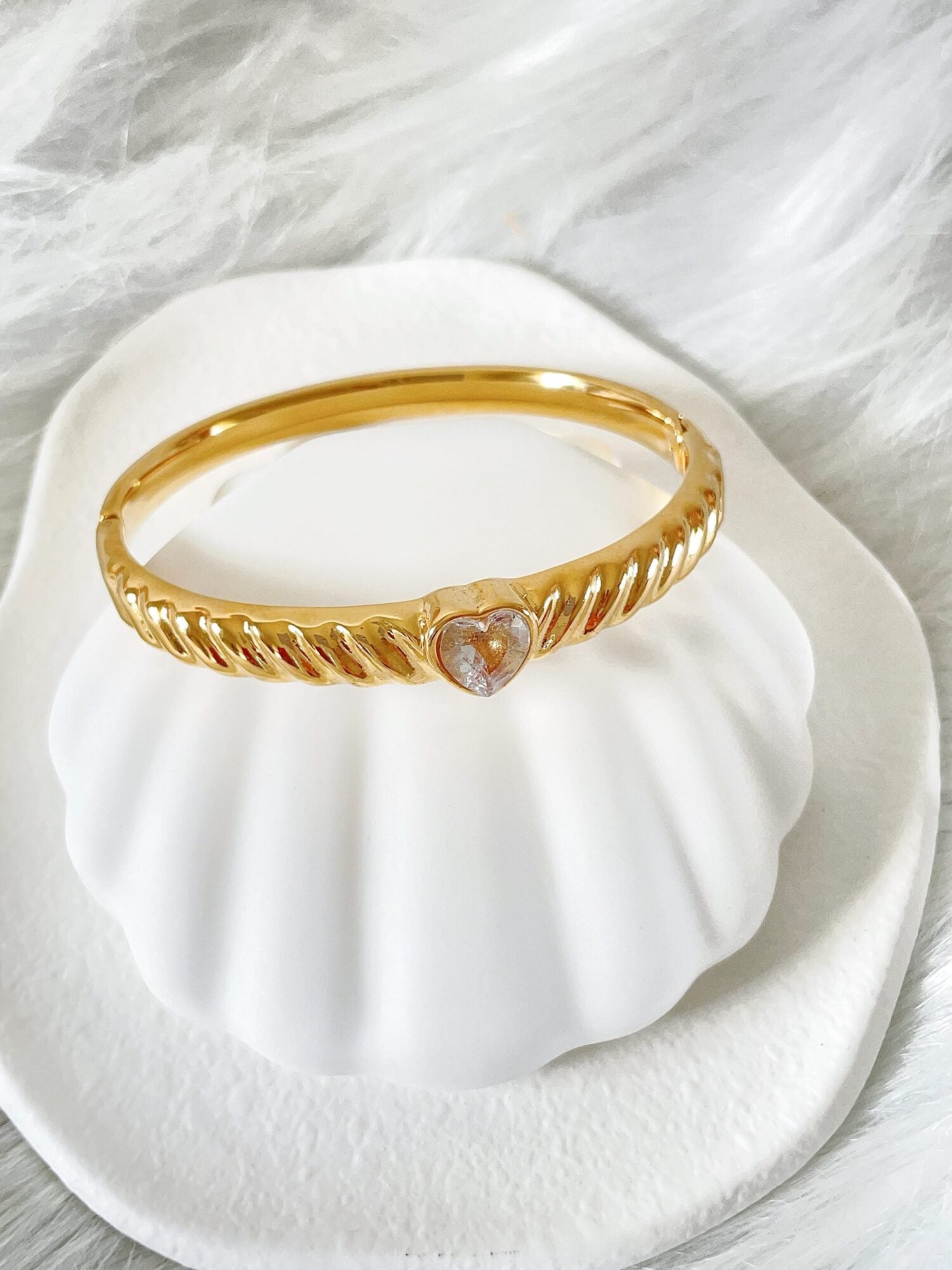 Waterproof Gold Heart Bangle | 18k Gold Filled – Tessa image 0