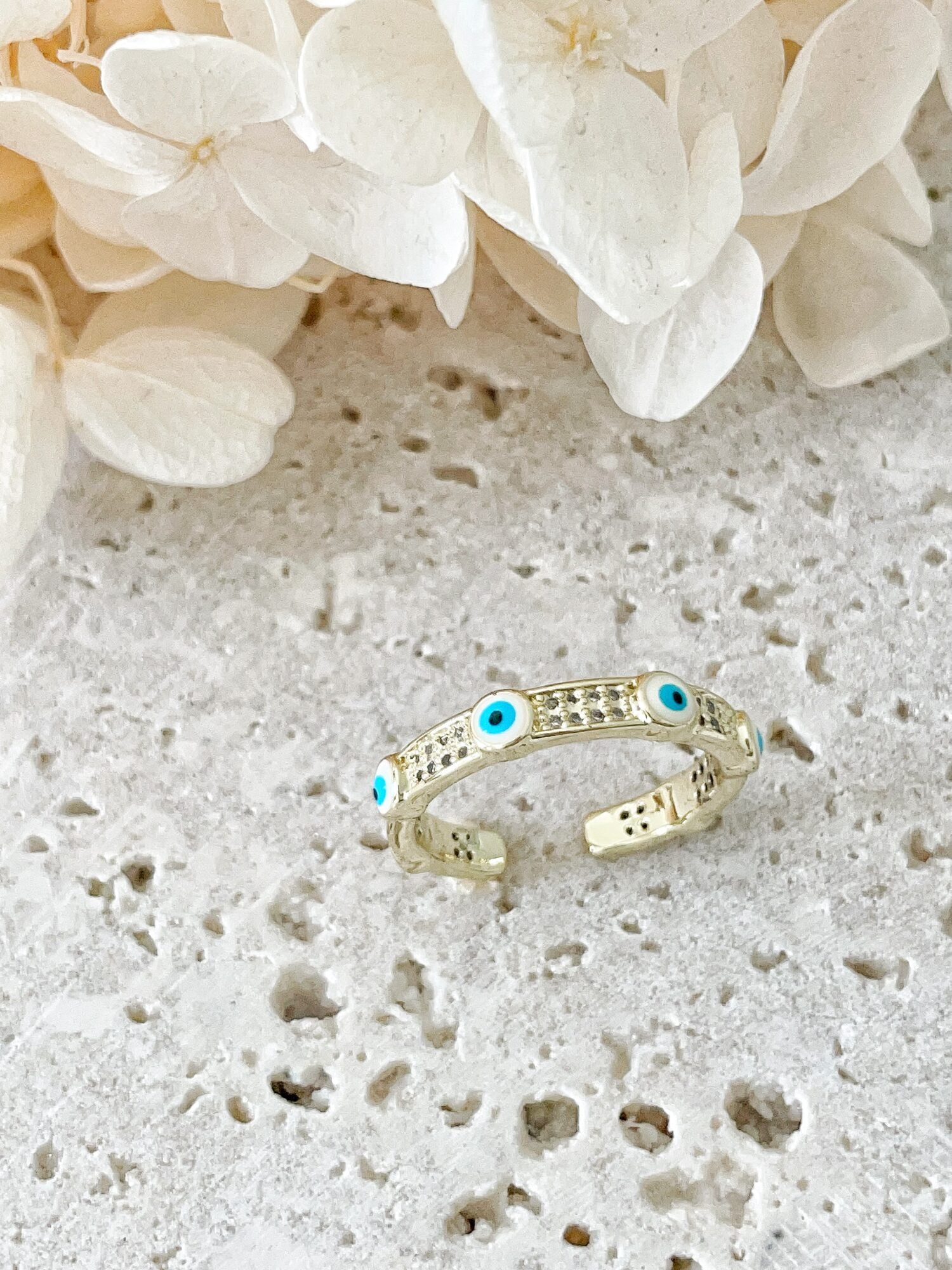 Waterproof Gold Evil Eye Ring | 18k Gold Filled – Wren image 0