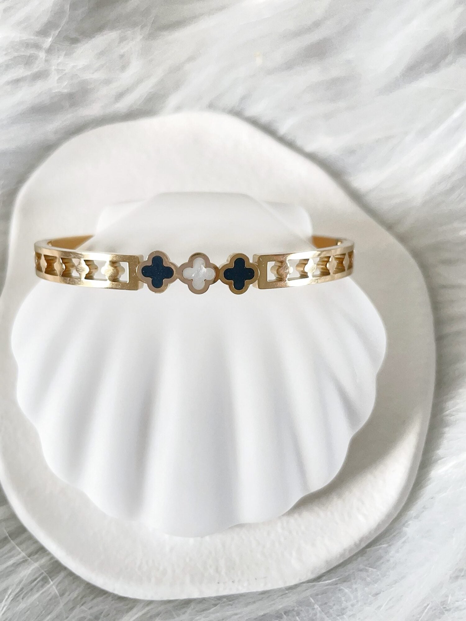 Waterproof Gold Clover Bangle | 18k Gold Filled – Kelsey image 0