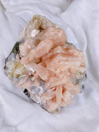 Peach Stilbite & Yellow Calcite Cluster image 0