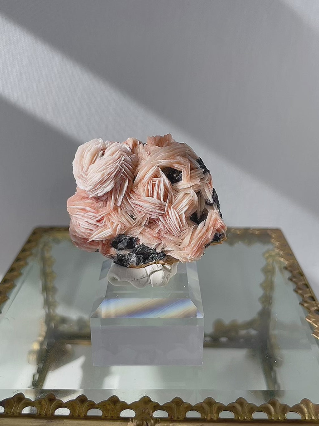 Flower Barite on Cerussite and Galena - Morocco