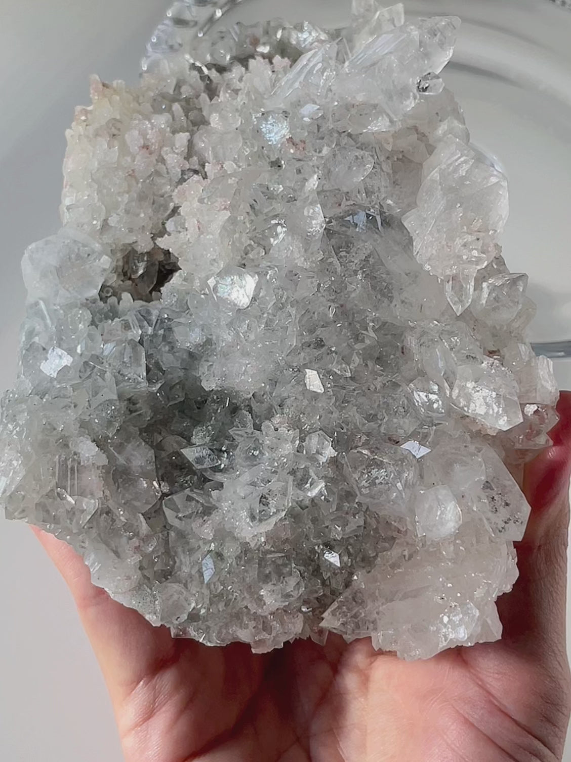 Apophyllite with Pink Calcite Cluster 2